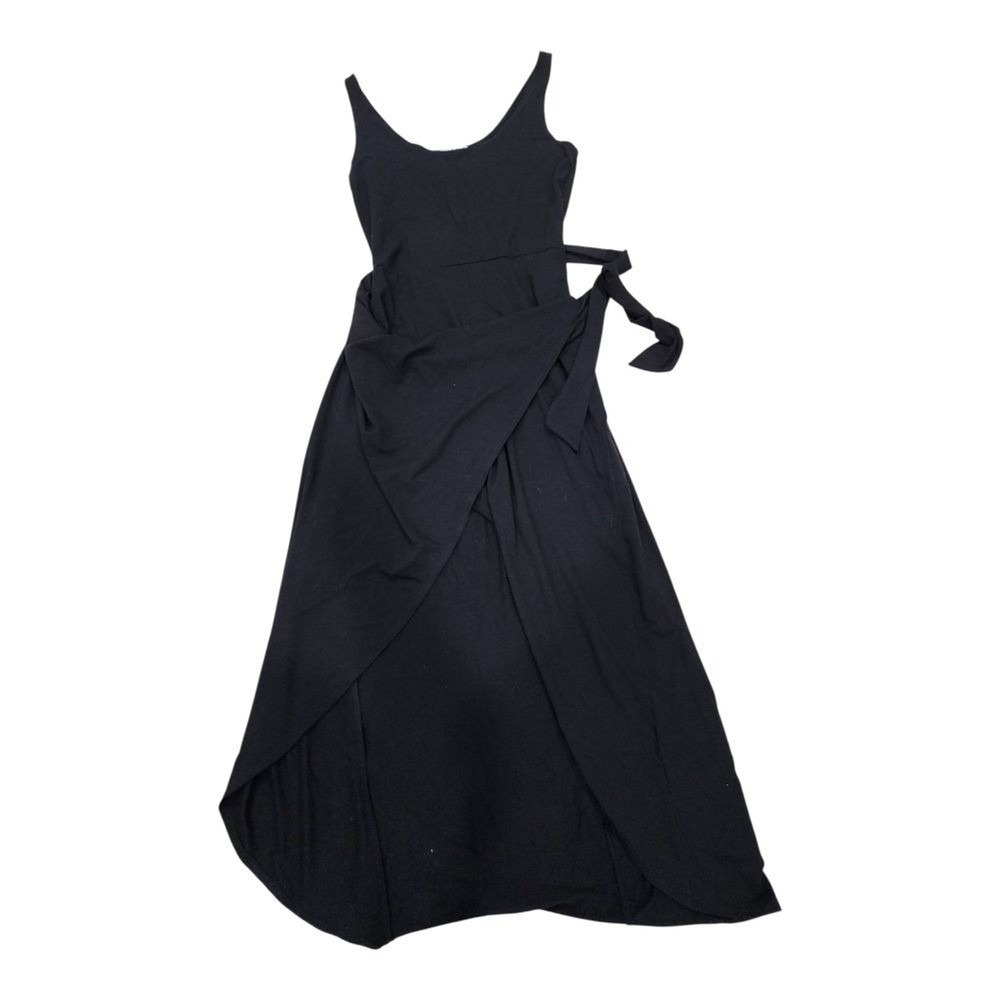 Reformation Jeans High Low Wrap Dress Womens Medium Black Sustainable Chic - Picture 3 of 10